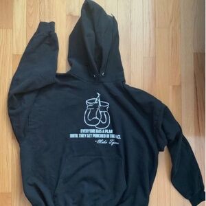 Mike Tyson Boy Hoodie Size XL Black with White Print Boxing Rare